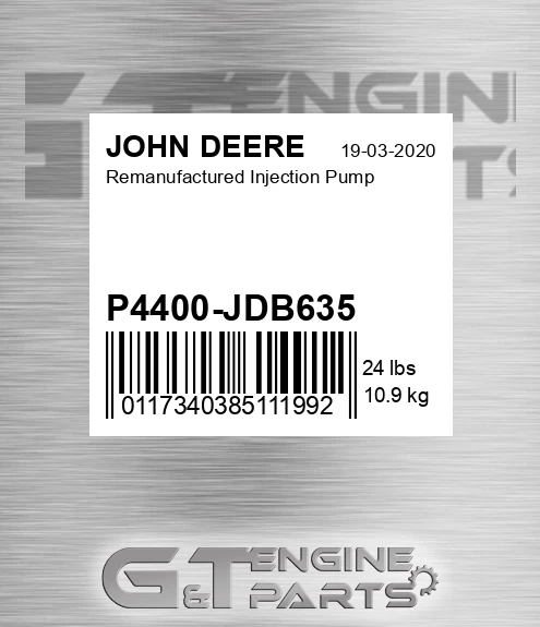 P4400-JDB635 Remanufactured Injection Pump for JOHN DEERE