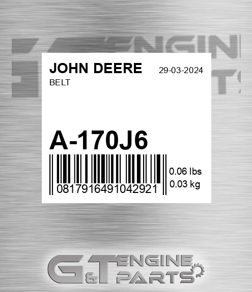 A-170J6 Belt for JOHN DEERE