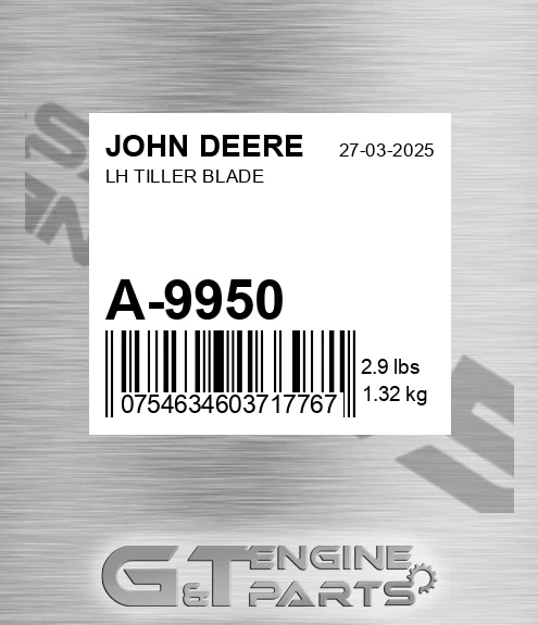 A-9950 Lh Tiller Blade for JOHN DEERE
