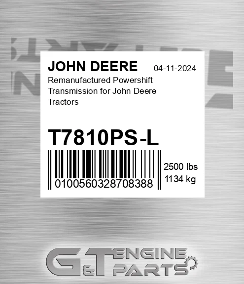 T7810PS-L Remanufactured Powershift Transmission For Tractors for JOHN DEERE