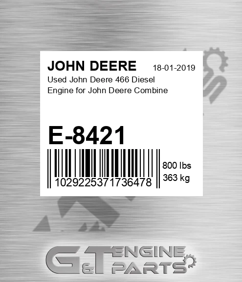 E-8421 Used 466 Diesel Engine For Combine for JOHN DEERE