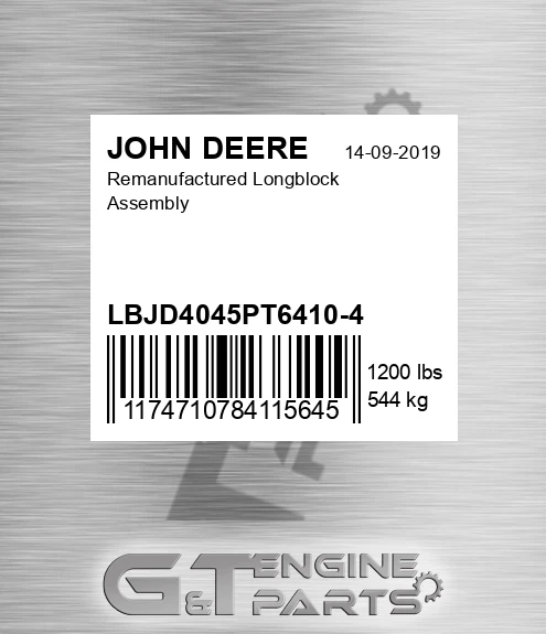 LBJD4045PT6410-4 Remanufactured Longblock Assembly for JOHN DEERE