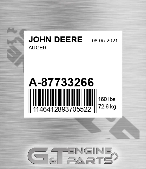 A-87733266 Auger for JOHN DEERE