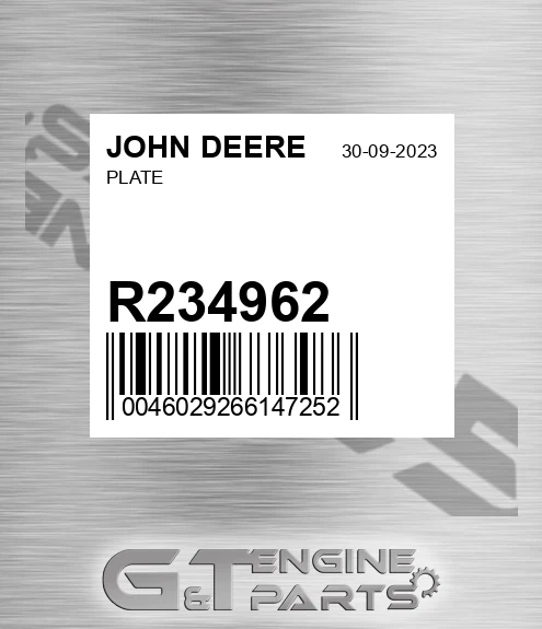 R234962 Plate for JOHN DEERE