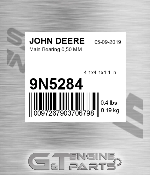 9N5284 Main Bearing 0,50 Mm. for JOHN DEERE