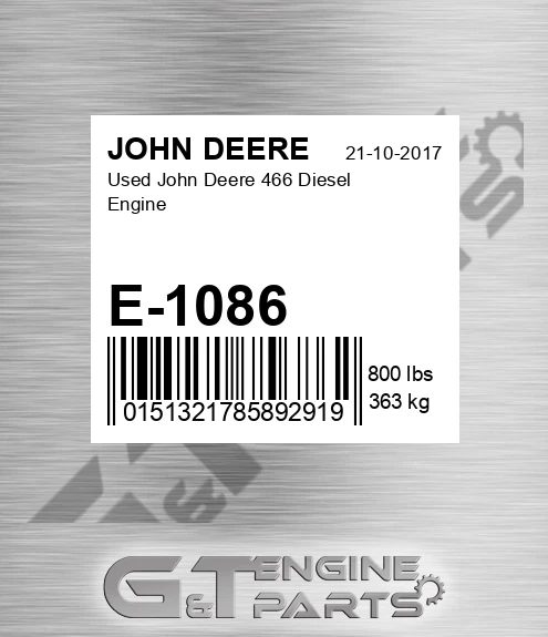 E-1086 Used 466 Diesel Engine for JOHN DEERE