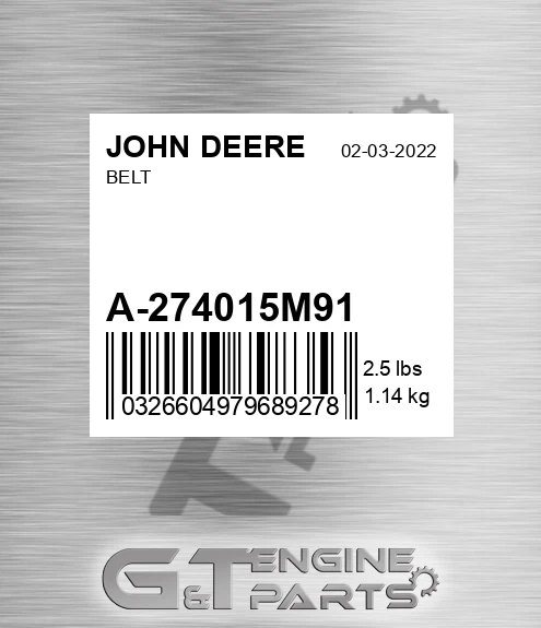A-274015M91 Belt for JOHN DEERE