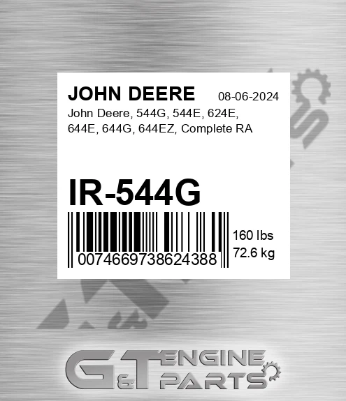 IR-544G , 544g, 544e, 624e, 644e, 644g, 644ez, Complete Ra for JOHN DEERE