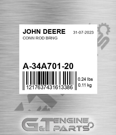 A-34A701-20 Conn Rod Brng for JOHN DEERE