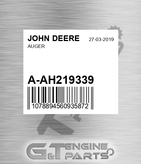 A-AH219339 Auger for JOHN DEERE