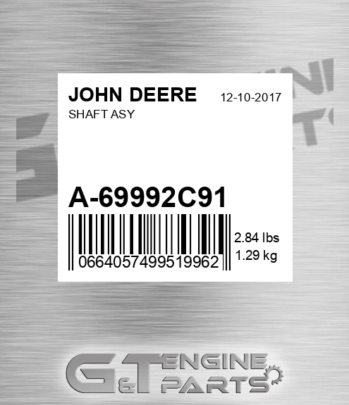 A-69992C91 Shaft Asy for JOHN DEERE