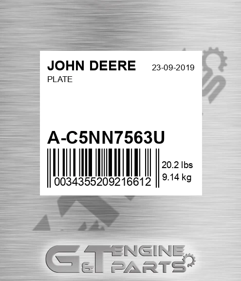 A-C5NN7563U Plate for JOHN DEERE