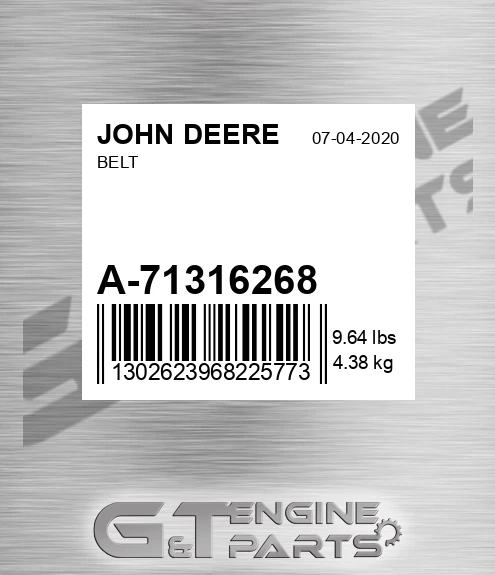 A-71316268 Belt for JOHN DEERE