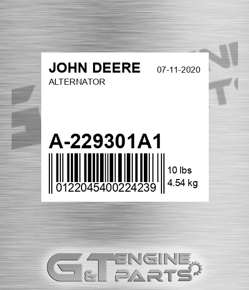 A-229301A1 Alternator for JOHN DEERE