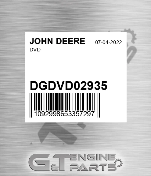 DGDVD02935 Dvd for JOHN DEERE
