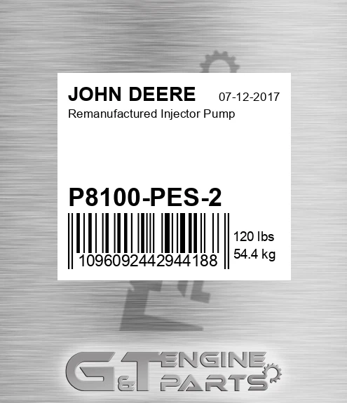 P8100-PES-2 Remanufactured Injector Pump for JOHN DEERE
