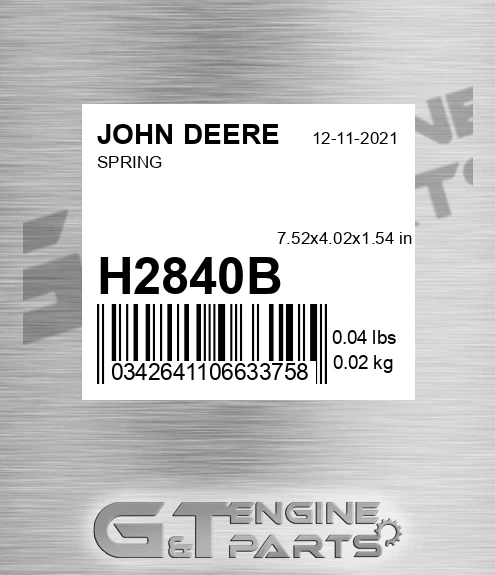 H2840B Spring for JOHN DEERE