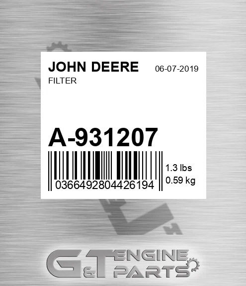 A-931207 Filter for JOHN DEERE