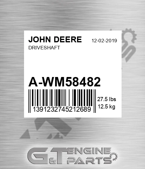 A-WM58482 Driveshaft for JOHN DEERE