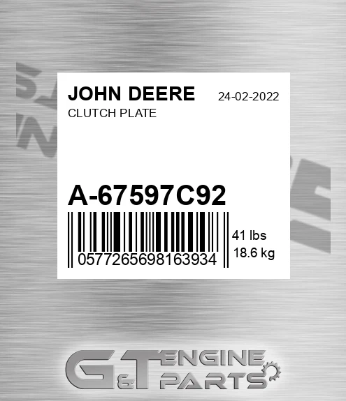 A-67597C92 Clutch Plate for JOHN DEERE