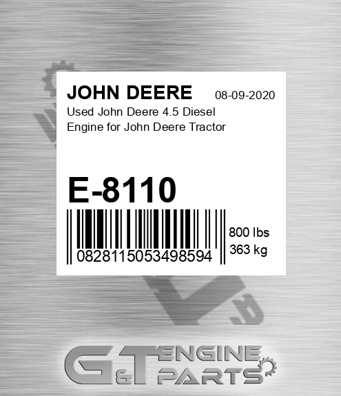 E-8110 Used 4.5 Diesel Engine For Tractor for JOHN DEERE