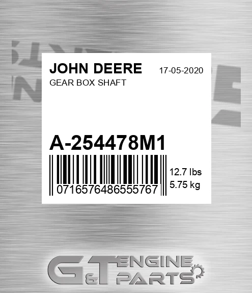 A-254478M1 Gear Box Shaft for JOHN DEERE