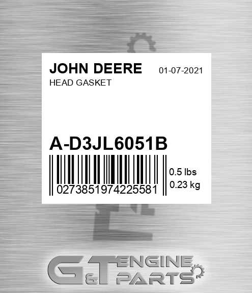 A-D3JL6051B Head Gasket for JOHN DEERE