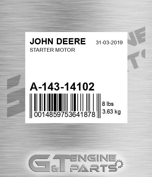 A-143-14102 Starter Motor for JOHN DEERE