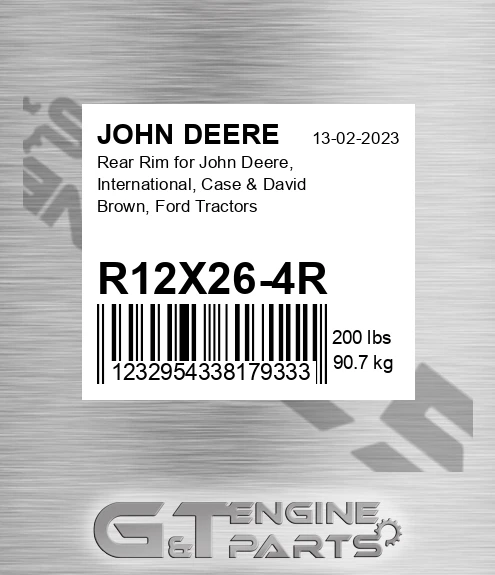 R12X26-4R Rear Rim For , International, Case & David Brown, Ford Tractors for JOHN DEERE