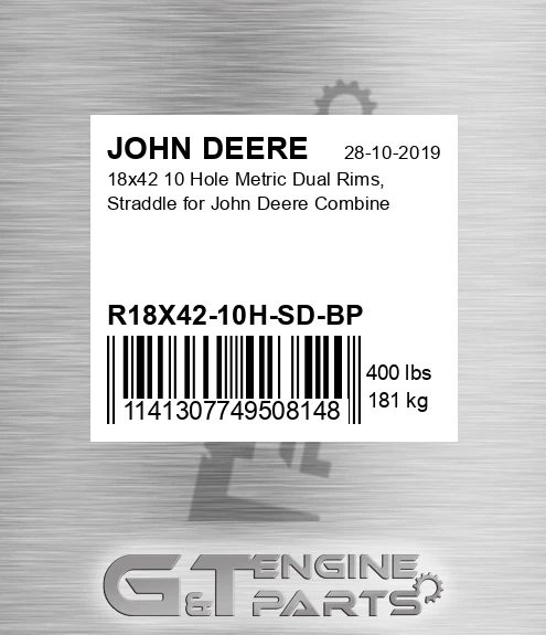 R18X42-10H-SD-BP 18x42 10 Hole Metric Dual Rims, Straddle For Combine for JOHN DEERE