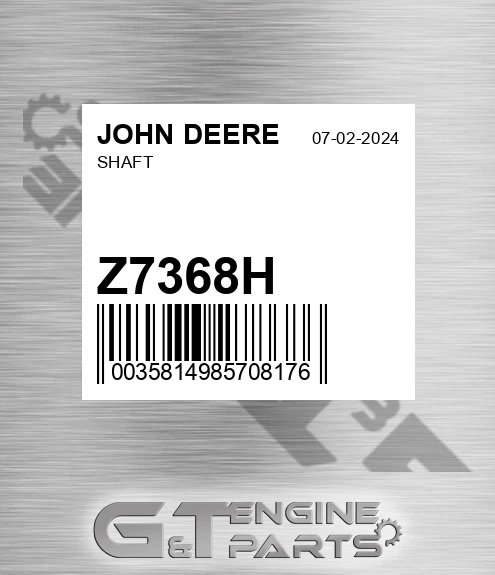 Z7368H Shaft for JOHN DEERE