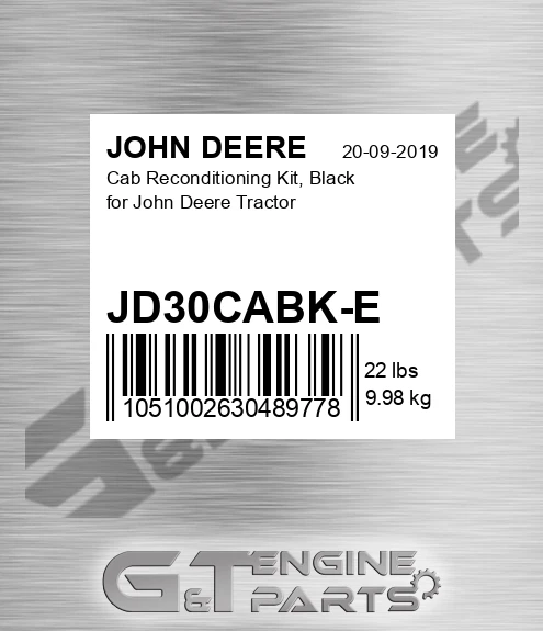 JD30CABK-E Cab Reconditioning Kit, Black For Tractor for JOHN DEERE