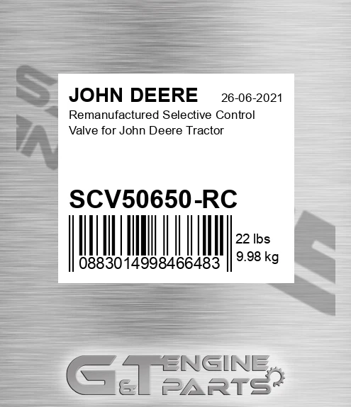 SCV50650-RC Remanufactured Selective Control Valve For Tractor for JOHN DEERE
