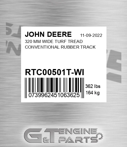 RTC00501T-WI 320 Mm Wide Turf Tread Conventional Rubber Track