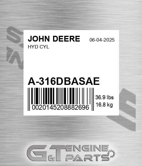 A-316DBASAE Hyd Cyl for JOHN DEERE