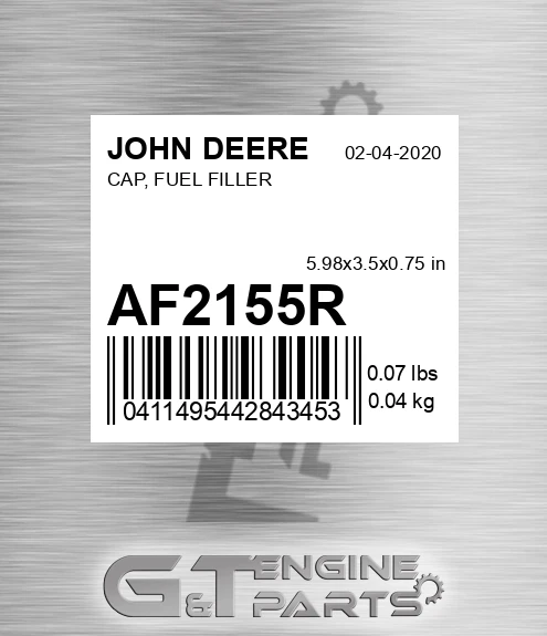 AF2155R Filler Cap for JOHN DEERE