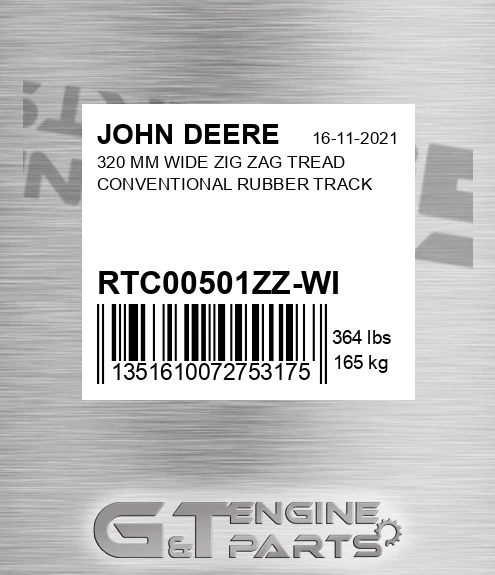 RTC00501ZZ-WI 320 Mm Wide Zig Zag Tread Conventional Rubber Track