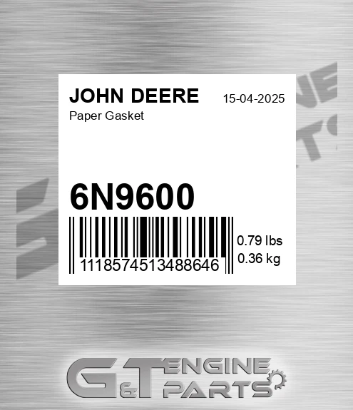 6N9600 Paper Gasket for JOHN DEERE