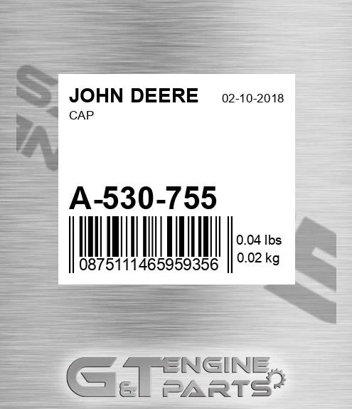 A-530-755 Cap for JOHN DEERE