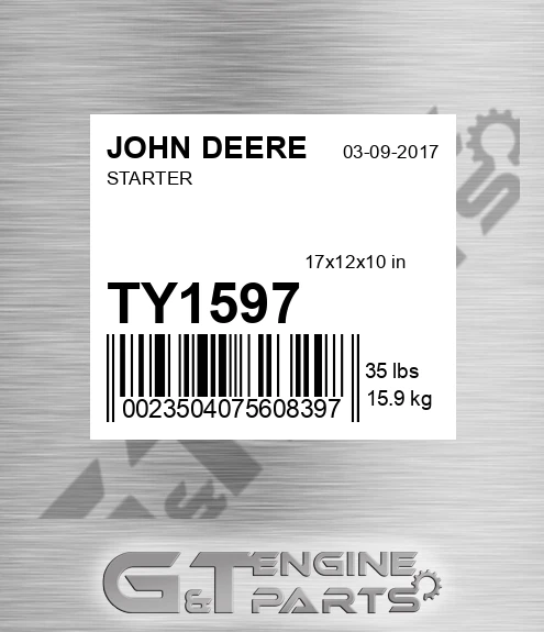 TY1597 Starter for JOHN DEERE