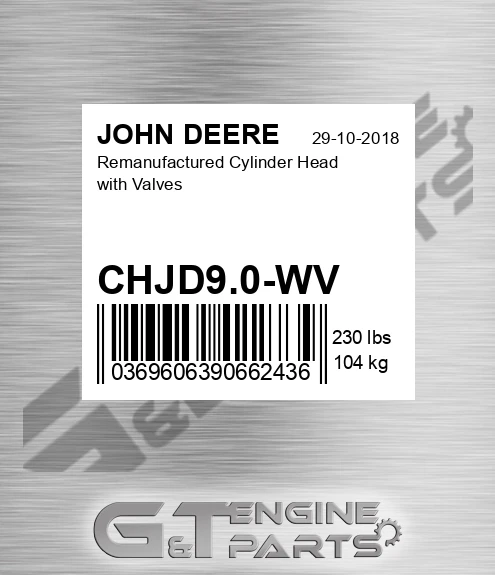 CHJD9.0-WV Remanufactured Cylinder Head With Valves for JOHN DEERE