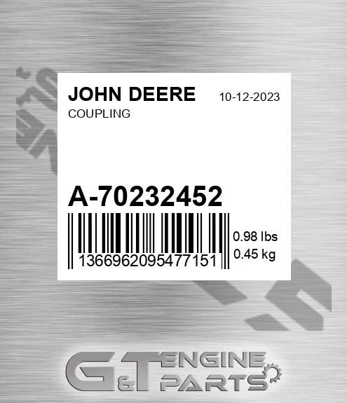 A-70232452 Coupling for JOHN DEERE