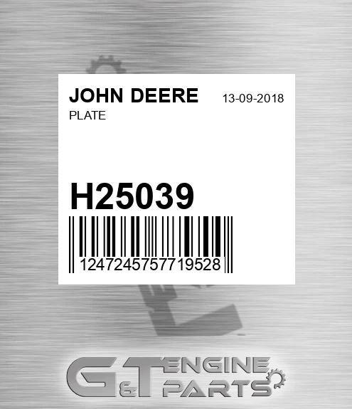 H25039 JOHN DEERE Plate