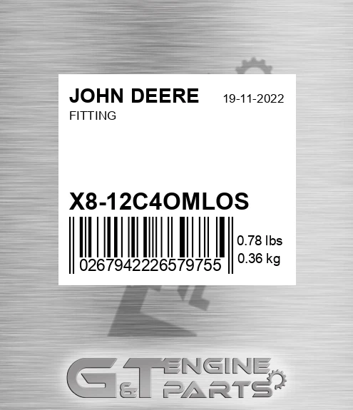 X8-12C4OMLOS Fitting for JOHN DEERE