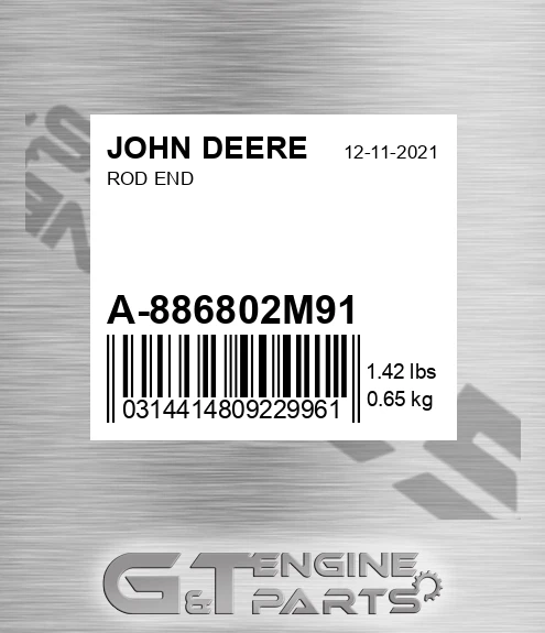 A-886802M91 Rod End for JOHN DEERE