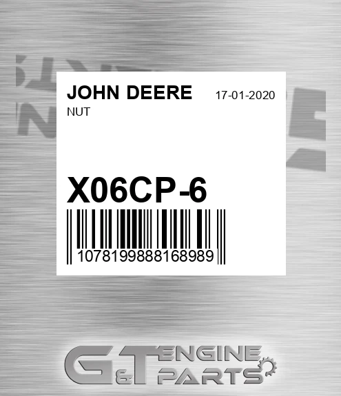 X06CP-6 Nut for JOHN DEERE