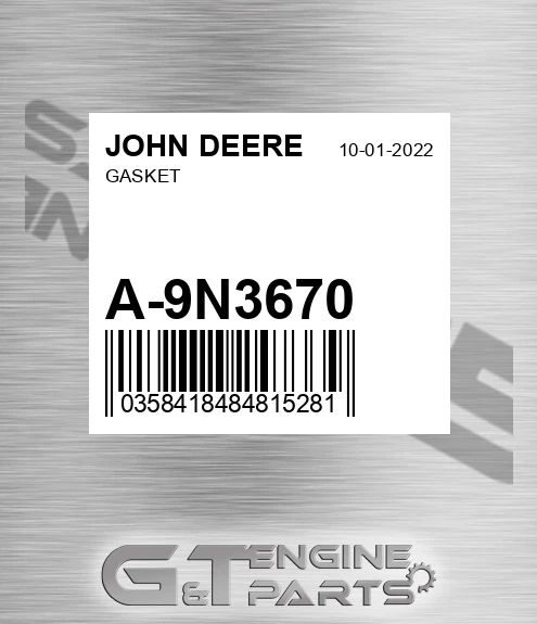A-9N3670 Gasket for JOHN DEERE