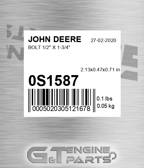 0S1587 Bolt 1/2" X 1-3/4"