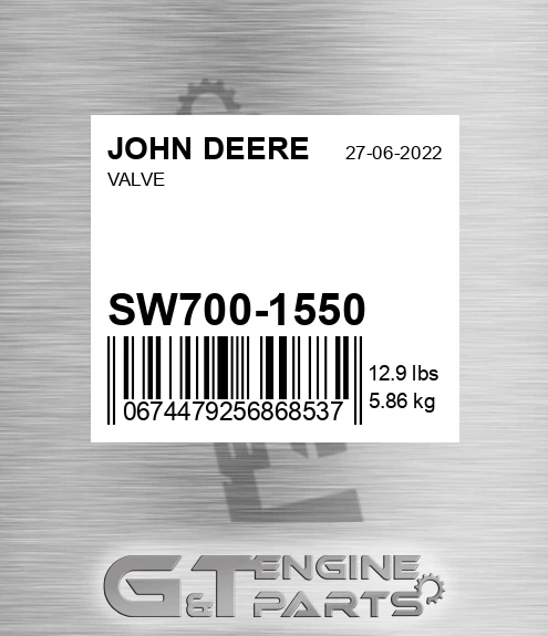SW700-1550 Valve for JOHN DEERE