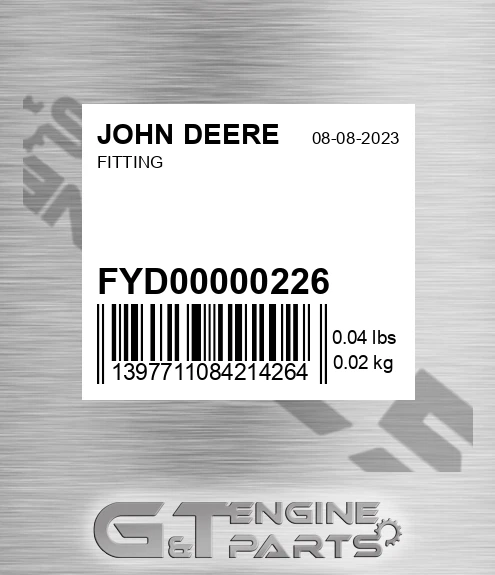 FYD00000226 Fitting for JOHN DEERE
